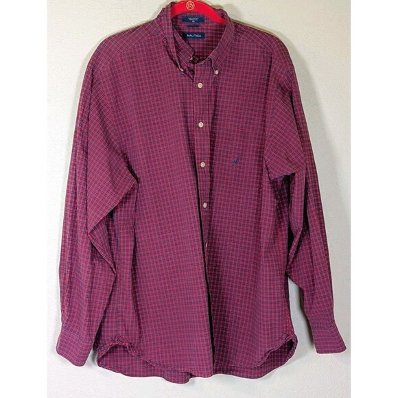 Nautica Men’s  Size XL Long Sleeve Plaid 100% Cotton Button Down - Picture 1 of 4